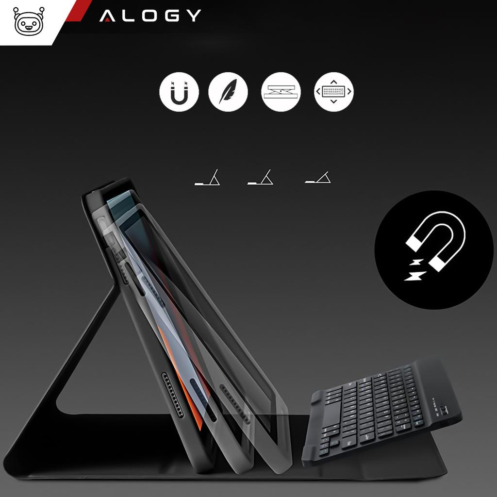 Etui Ochronne Z Klawiatura Bezprzewodowa Alogy Keyboard Case Z Miejscem Na Rysik Do Apple Ipad 10.9 2022 Czarne + Szkło