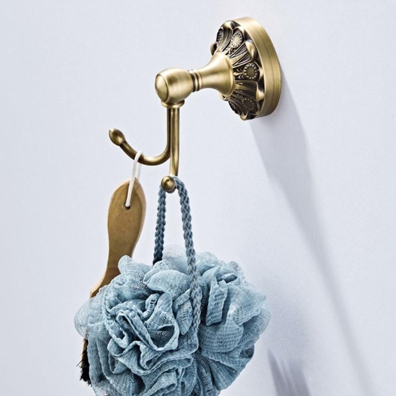 Decorative Brass Entryway Coat Hook Heavy Duty Metal Wall Mounted Hangers Simple Installs for Jackets Bags Homes Office