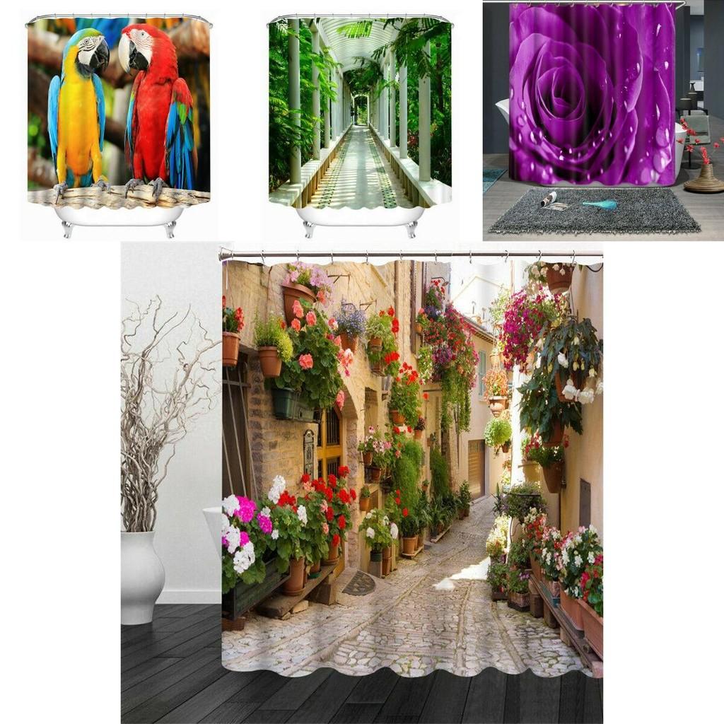 Vibrant 3d Pattern Shower Curtain With Waterproof Polyester Fabric For Elegant Bathrooms