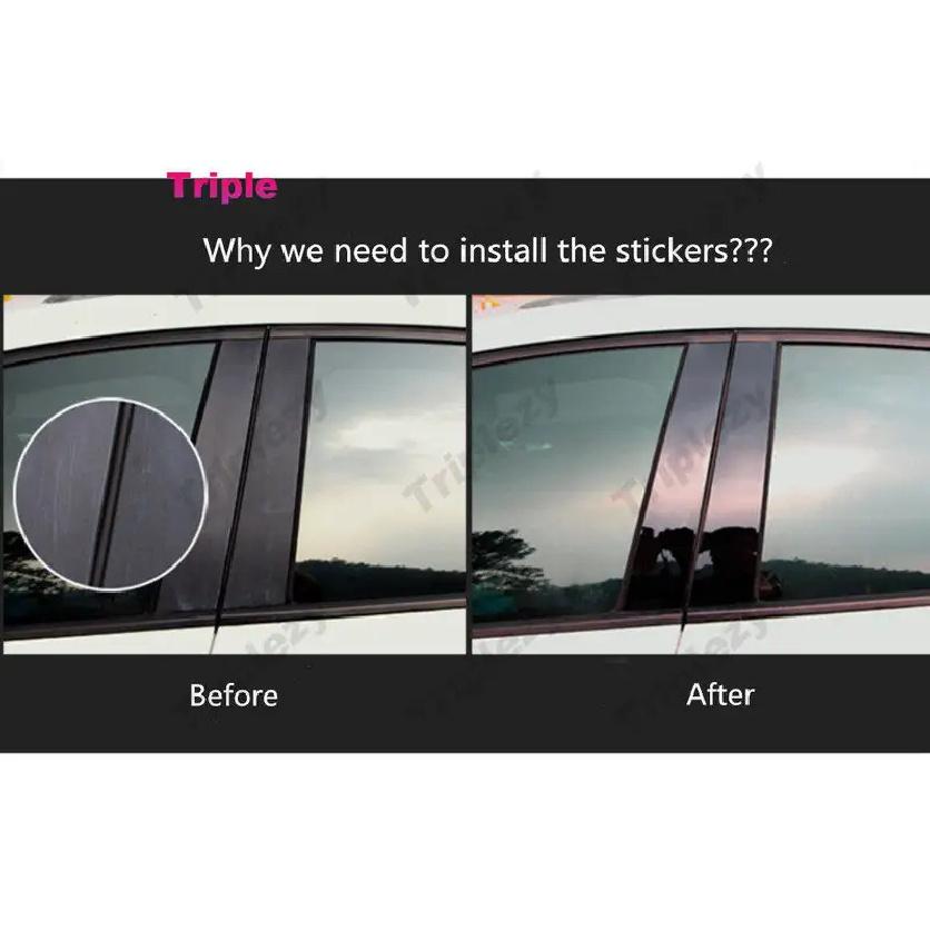 8Pcs Glossy Black/Carbon Fiber Car Window Door Center B C Pillar Post Cover Trim Sticker For Ford Everest Wildtrak 2015-