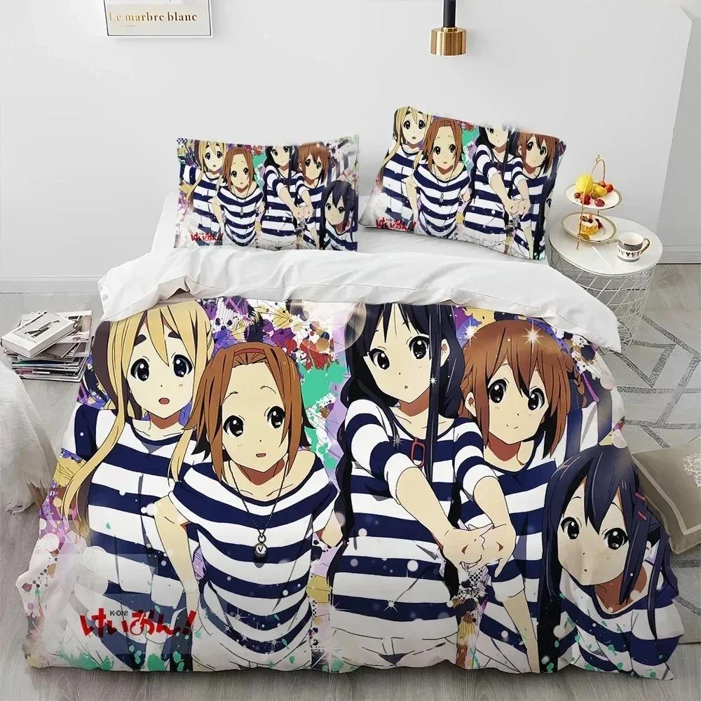 3D K-ON Cartoon Cute Lolita Kawaii Girls Bedding Set Printed With Pillowcase Duvet Cover Soft Queen King Size Bedclothes Home