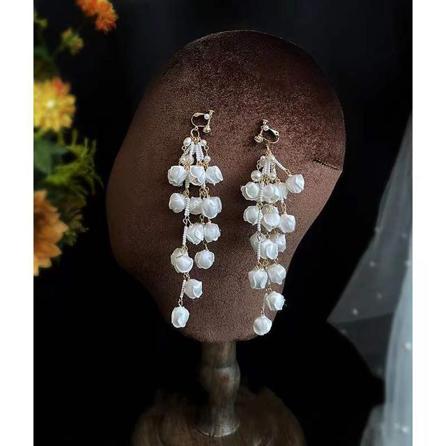 

Жемчуг Свадебные серьги ручной работы Цветочные цветочные капли Свадебные серьги Аксессуары для невест Женщины Девочки Украшения для вечеринок