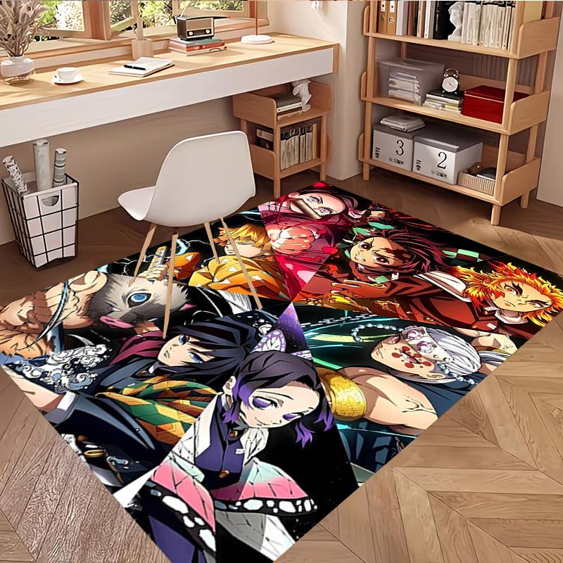 Demon Slayer Print Rug, Washable Floor Carpet, For Entryway Dorm Laundry Room Office Study, Home Decor Birthday Christmas Gift