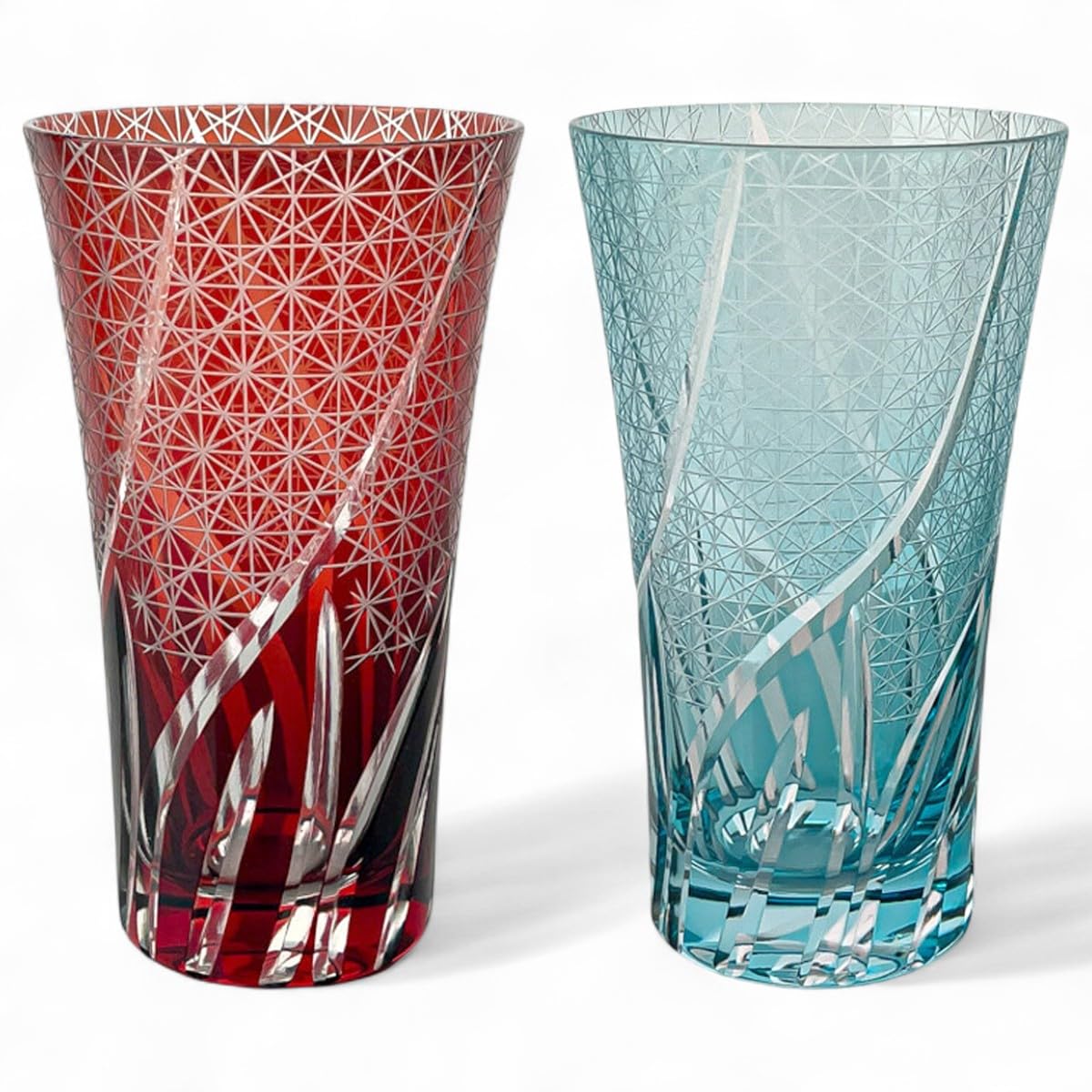 

Стаканы парные Mizukage Kiriko x Ranbori Komon небесно-голубые Bishou J-kitchens, высокие, 8,6 14,8 см, 400 мл, (Маленький узор) & Красный, (Текущая модель)