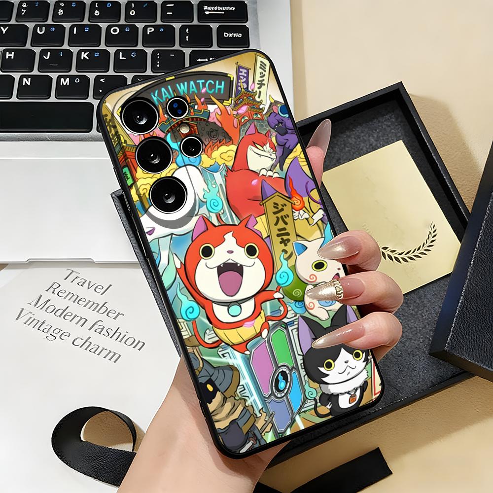 Komasan Buchinyan Y-Yo Kai W-Watch Phone Case For Samsung S26 S25 S24 FE S23 S22 S21 Plus S20 Ultra Note20Ultra Black Soft Shell
