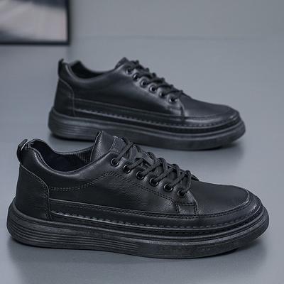 Jesenné Letné Čierne Kožené Topánky Módne Topánky s Platformou Pánske Topánky Trendové Športové Pánske Ležérne Jednoduché Topánky Pohodlné Priedušné Odolné Topánky