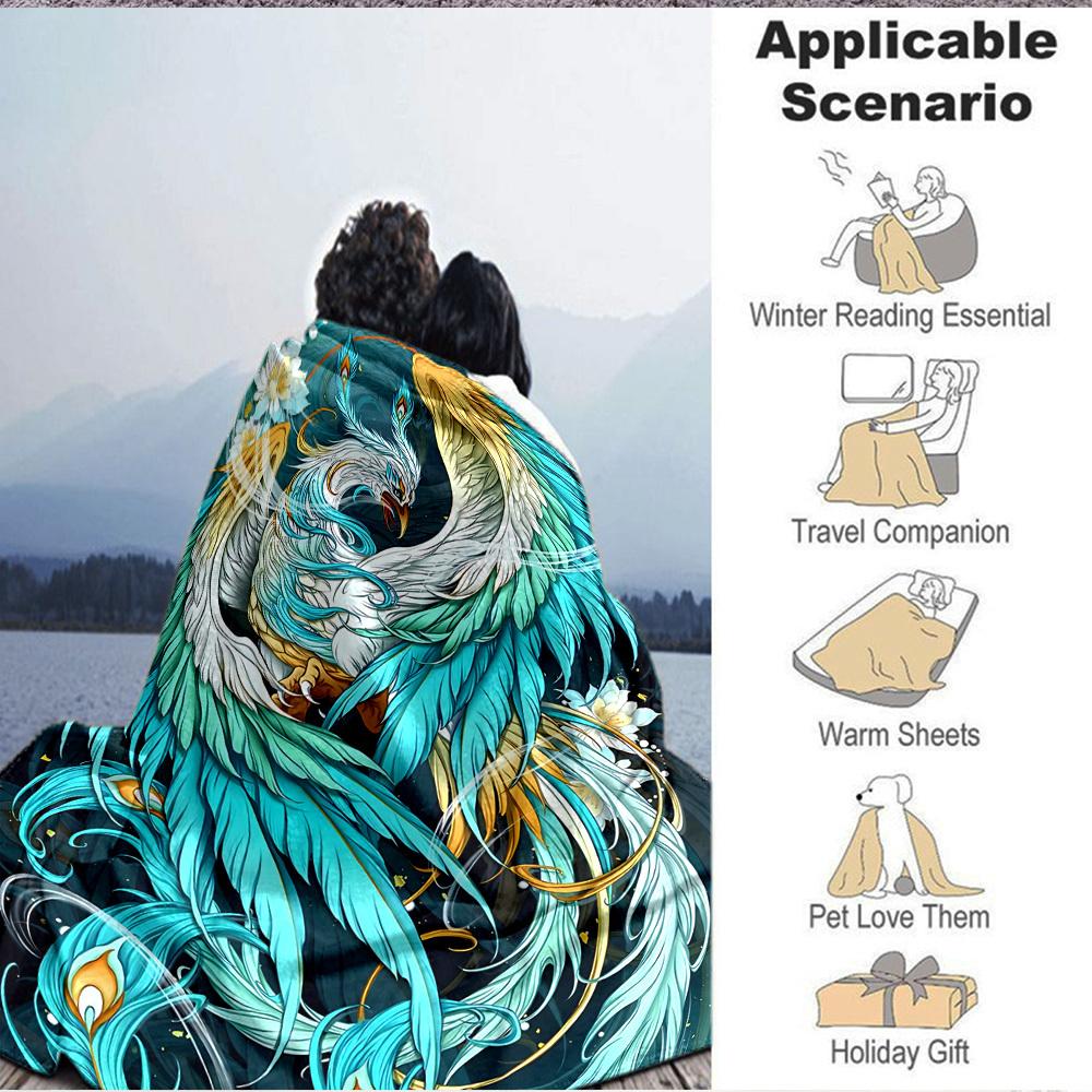 1 Stück Fantasy Phönix Decke Leichte Flanelldecke Überwurfdecke Für Sofa, Bett, Reisen, Camping, Wohnzimmer, Couch, Stuhl Und Bett yy2509026142