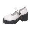 Small leather shoes women's 2025 new summer butterfly black jk single shoes platform heightening high heel shorty Le Mary Jane shoes