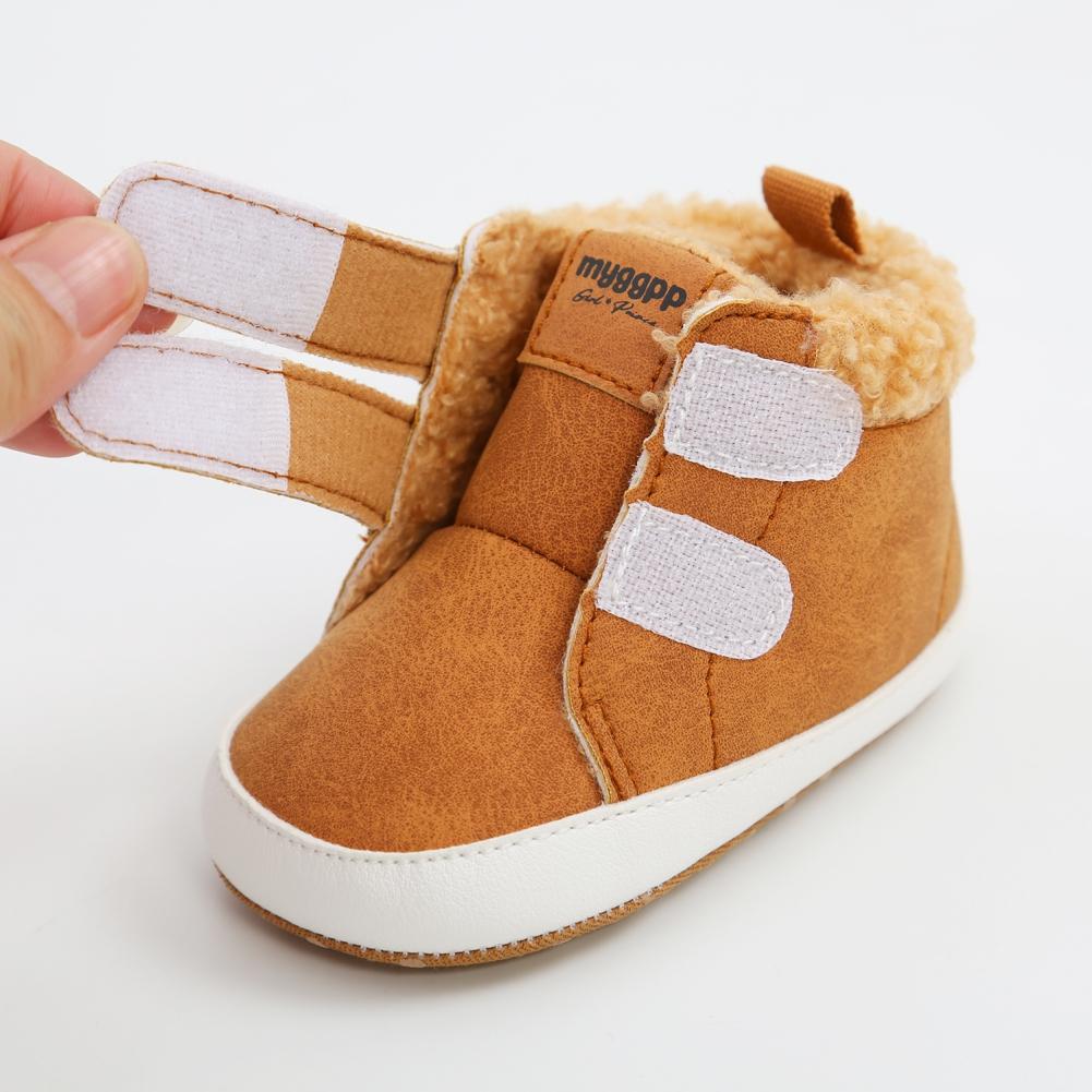 Infant Baby Boys Girls High-Top Sneakers Soft Anti-Slip Sole PU Leather Warm Toddler Newborn Prewalker First Walking Crib Shoes 0-18M