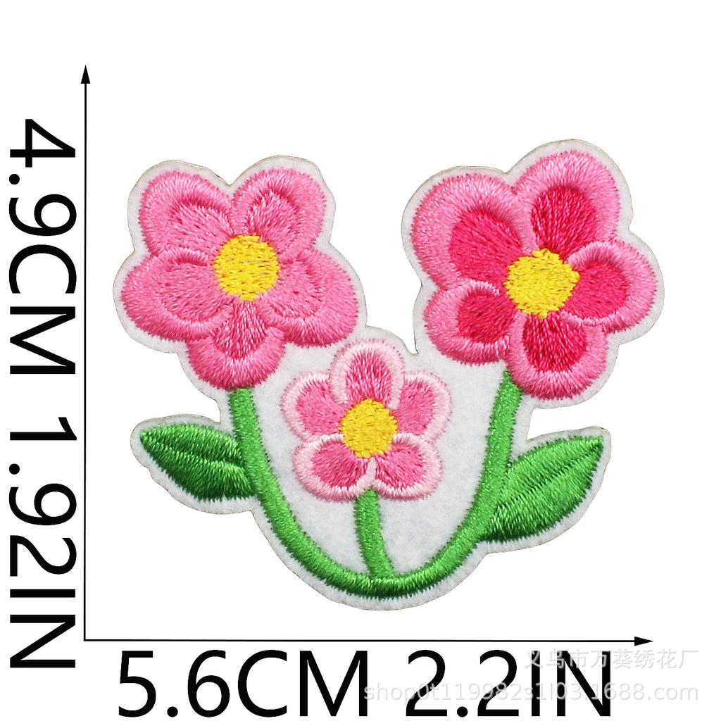 Small Daisy Embroidery Cloth Sticker Cartoon Peony Flower Bag Decoration Computer Embroidery Beautiful Small Red Flower Patch Ironing