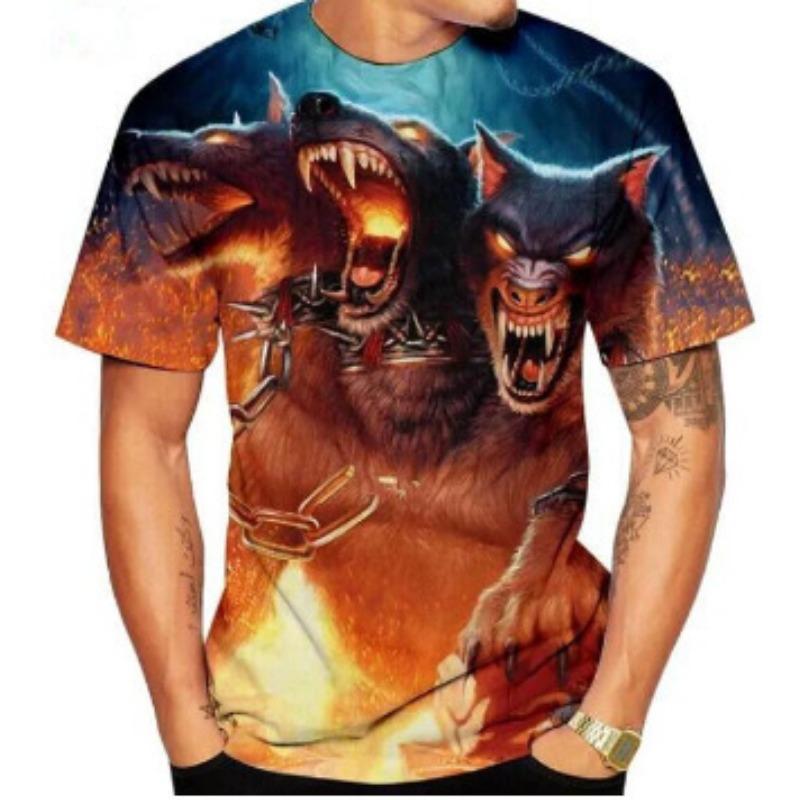 Fashionable 3D Printed Short Sleeved Trendy Personalized Animal Wolf Graphic Men's T-shirts