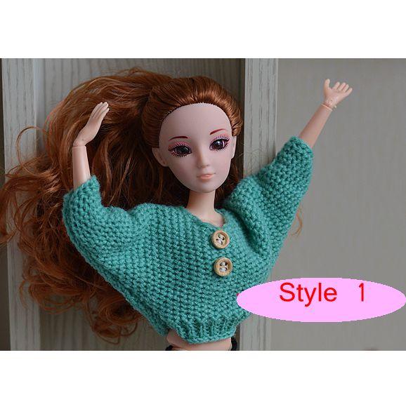 Green Causal Clothes For Barbie Doll House Knitted Sweater Top  For 1/6 BJD Doll Your Choice Kids DIY Dollhouse Toy For Children Collection