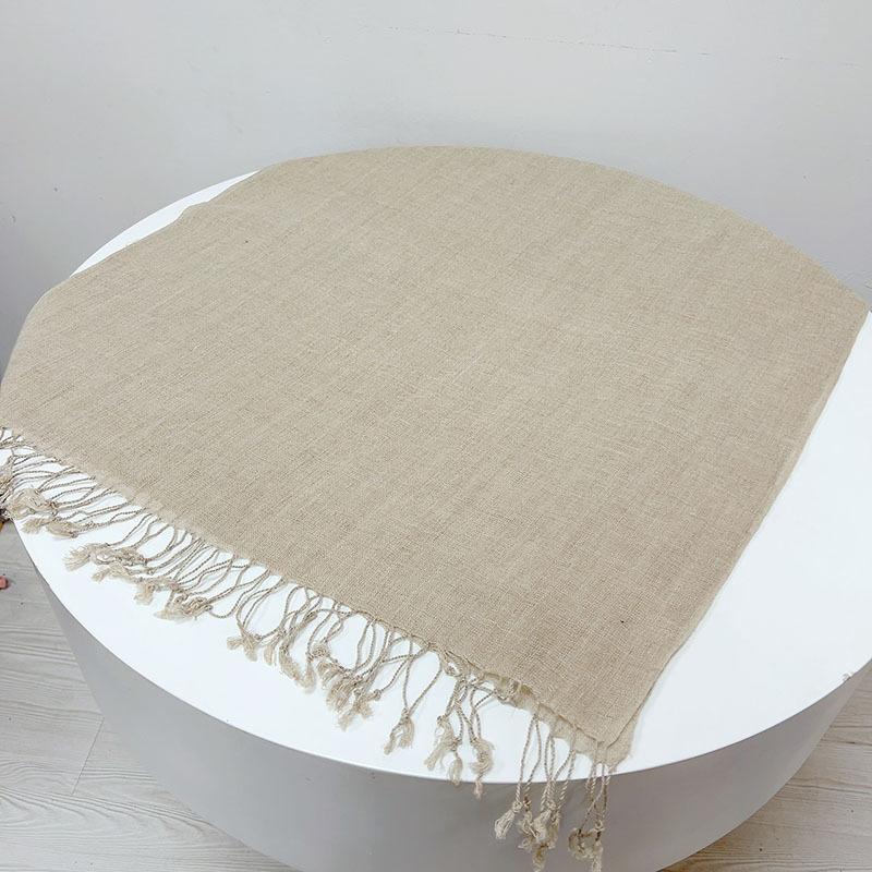Women'S Pure Linen Edge Strip Rain And Dew Scarf Summer Thin Versatile Breathable Shawl Fringed Silk Scarf