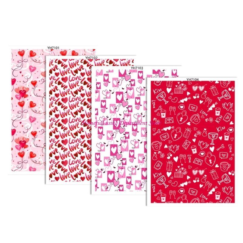 4Pieces Valentine Love Heart Transfer Paper 95x138mm Clay Earrings Water Soluble Transfer Paper for Jewelry Making