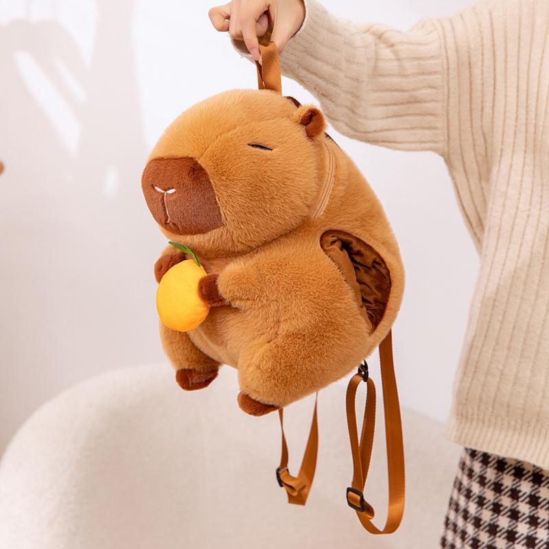 1 Stück 33 cm Süßer Capybara Plüschrucksack Kawaii Tier Capybara Handwärmer Kissen Stofftier Weich Für Valentinstagsgeschenk
