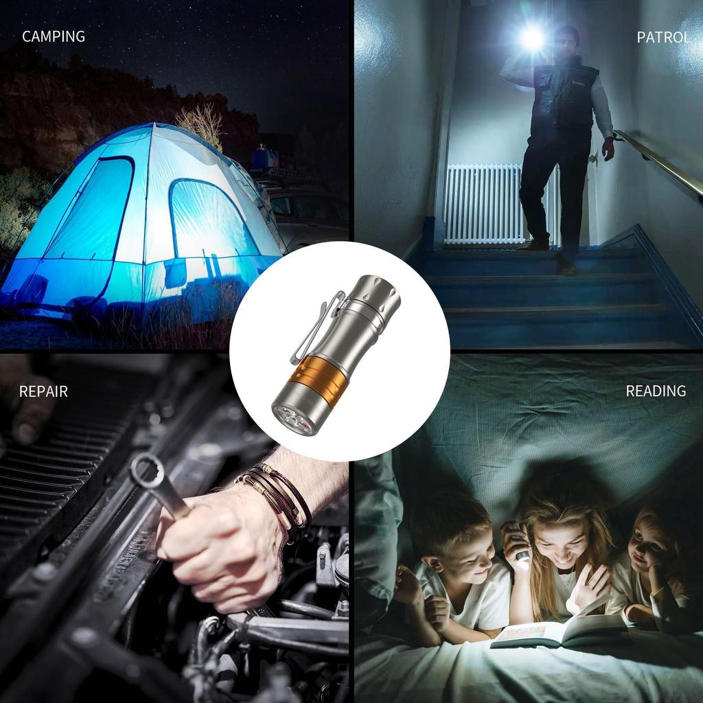 Wurkkos TS10 V2 Rechargeable Pocket EDC Flashlight Powerful Flashlight with High Titanium Alloy and Copper 3 1400 Lumens 3 RGB Auxiliary Anduril IP68
