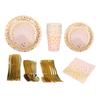 70Pcs Party Paper Plates Food Grade Materials Easily Use Save Time Elegant Golden Disposable Dinnerware Set for