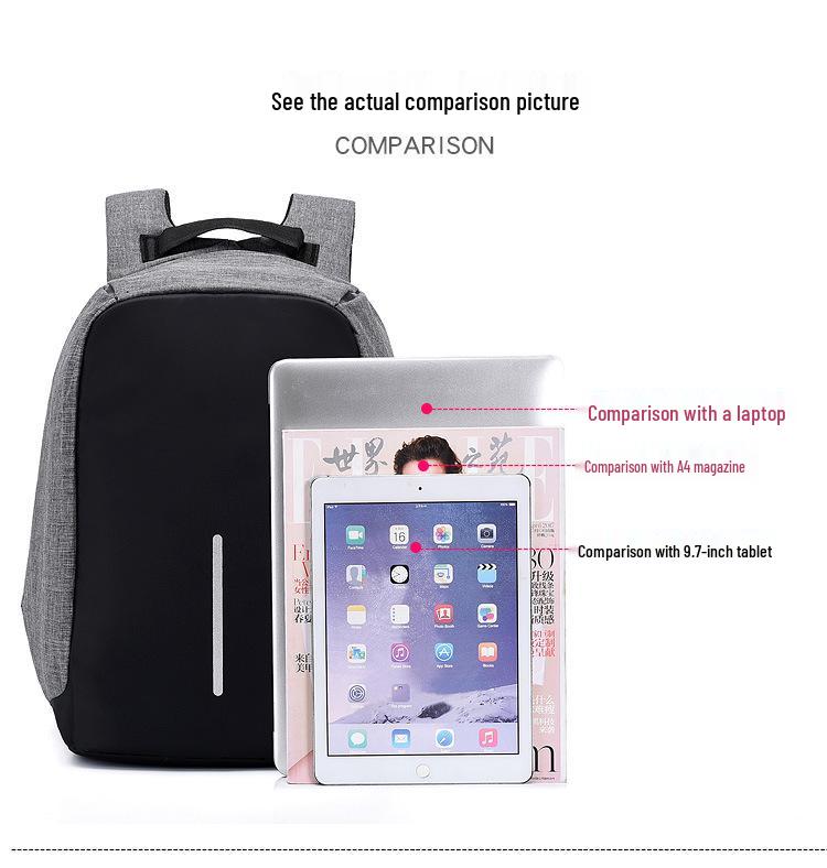 Men's Large Capacity Travel Backpack - Rechargeable & Simple Design for Students and Business