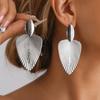 Boucles d'oreilles pendantes exagérées couleur argent texture métallique feuille pour femmes Hip-hop Punk Fête Bijoux Cadeaux