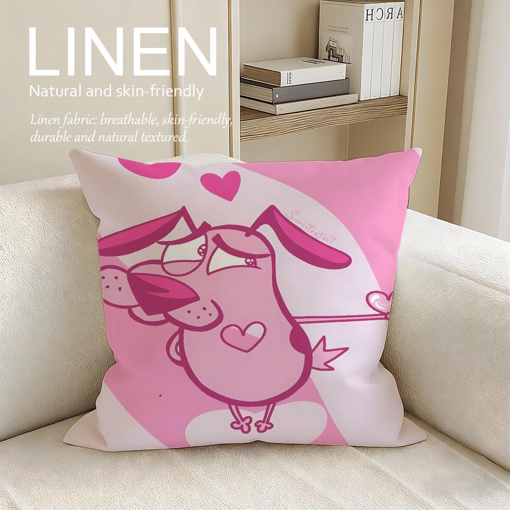 Animation Courage Dog Cushion Cover Pillowcase Set Pcs X X Breathable Washable Sofa Cushion Cover