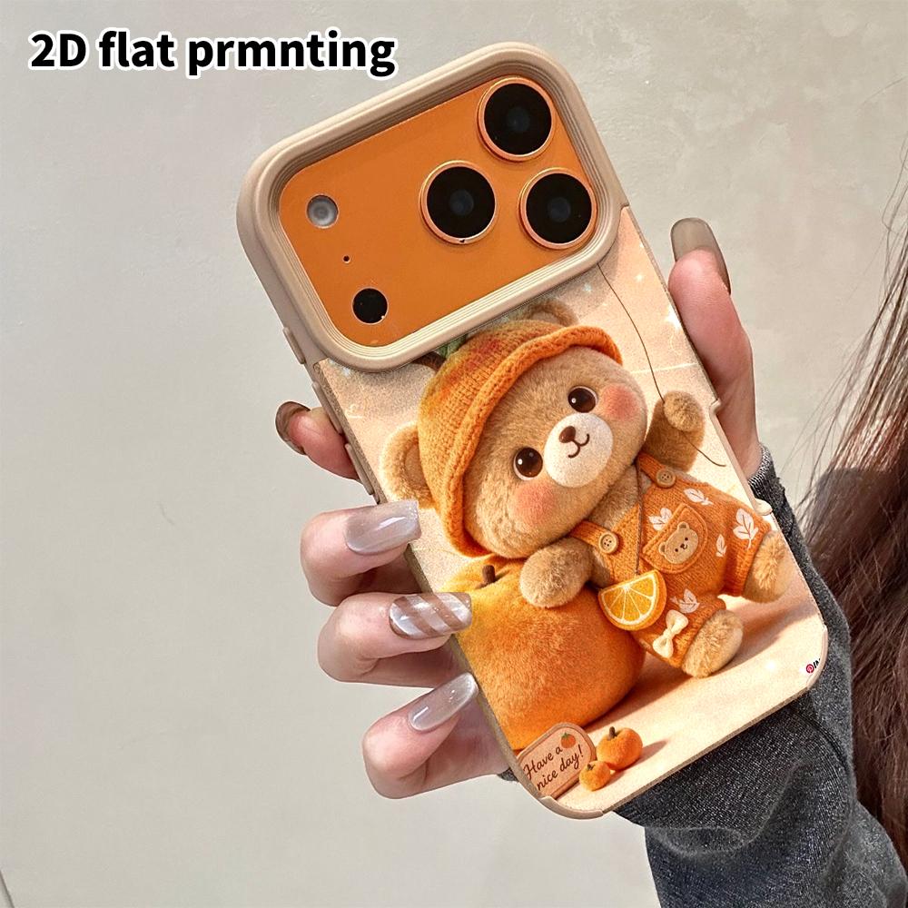 Phone Case: 2D flat lambskin suitable for iPhone 18 17 16 15 14 13 Pro film protective case,warm orange simple, Christmas and Halloween gift