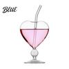 Coppette da Dessert Uniche per la Casa Bicchiere da Cocktail a Forma di Cuore 220ml Calice Trasparente con Cannuccia Elegante Stiloso Bicchieri da Festa per Bevande Fredde Cocktail