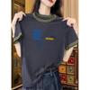 Cotton Contrast Color Short sleeve T-shirt Women Summer New Western Style Casual All-matching High Quality Patchwork Color Matching Bottoming Shirt