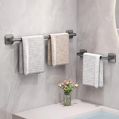 Barre porte-serviettes murale antirouille sans perçage, 1 pièce, support de rangement pour salle de bain avec organiseur pour pantoufles, rangement pour serviettes de salle de bain, gain de place moderne