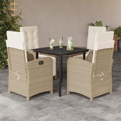 Vidaxl 5-Cz. Garden Furniture Set With Cushions, Beige, Poly Rattan