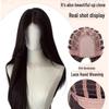 Women's Long Forehead Lace Wig with Natural Bangs - Fashionable Straight Hair, Full Coverage, Middle Parting.