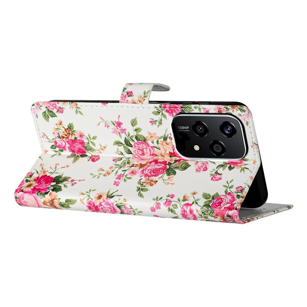 Für Honor 200 Lite Brieftasche Hülle PU Leder Musterdruck Ständer Handyhülle mit Riemen