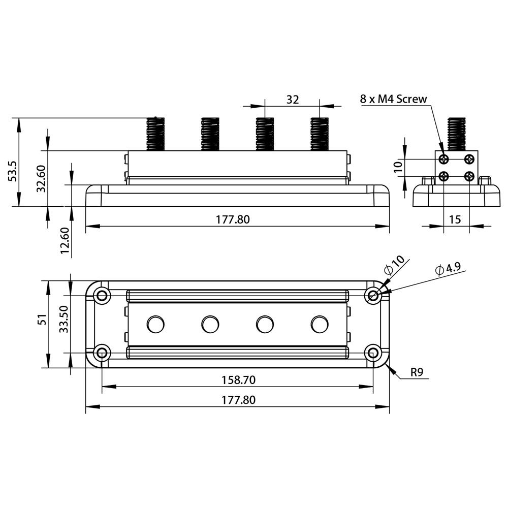 High Current 4*3/8"Bus Bar  Electric Terminal Board 600A  4x10mm For Marine RV