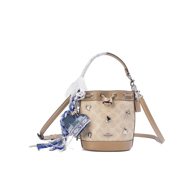 

COACH handbag [Customized bag] Dempsey Camellia Edu petals ribbon decoration fashionable and versatile simple high-end brand logo Caramel Candy коричневий