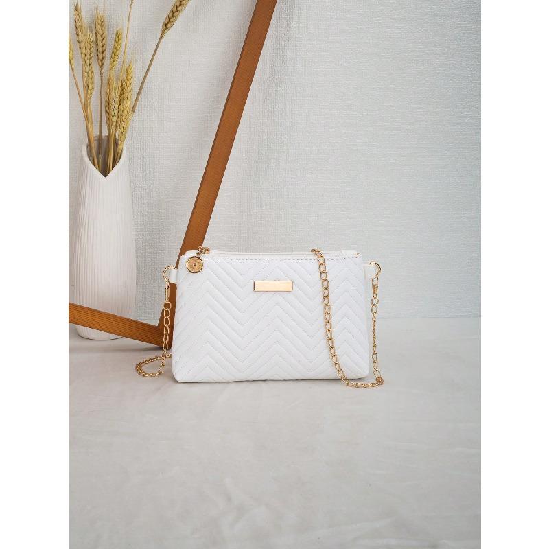 Ladies' New Fashionable Wave Embossed Chain Crossbody Bag, Shoulder Bag, Handbag, Envelope Bag