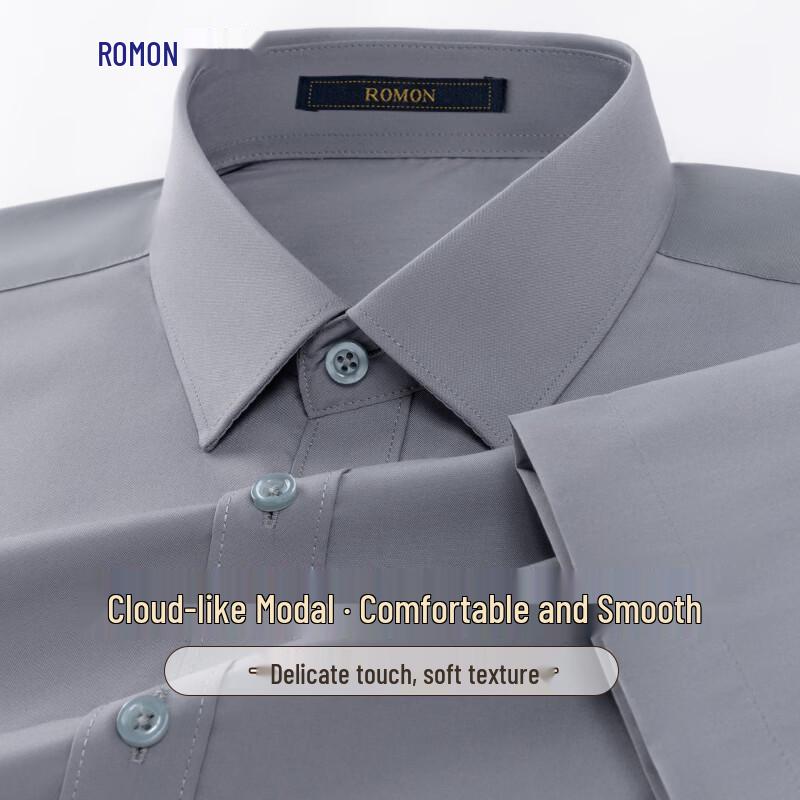 Romon Men s Modal Blend Wrinkle-Free Short-Sleeve Business Casual Shirt 39