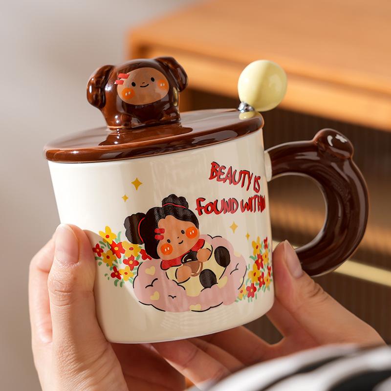 Ceramic Cup Cover with High Value Home Office Couple Water Cup Gift Box Creative Souvenir Gift Mug