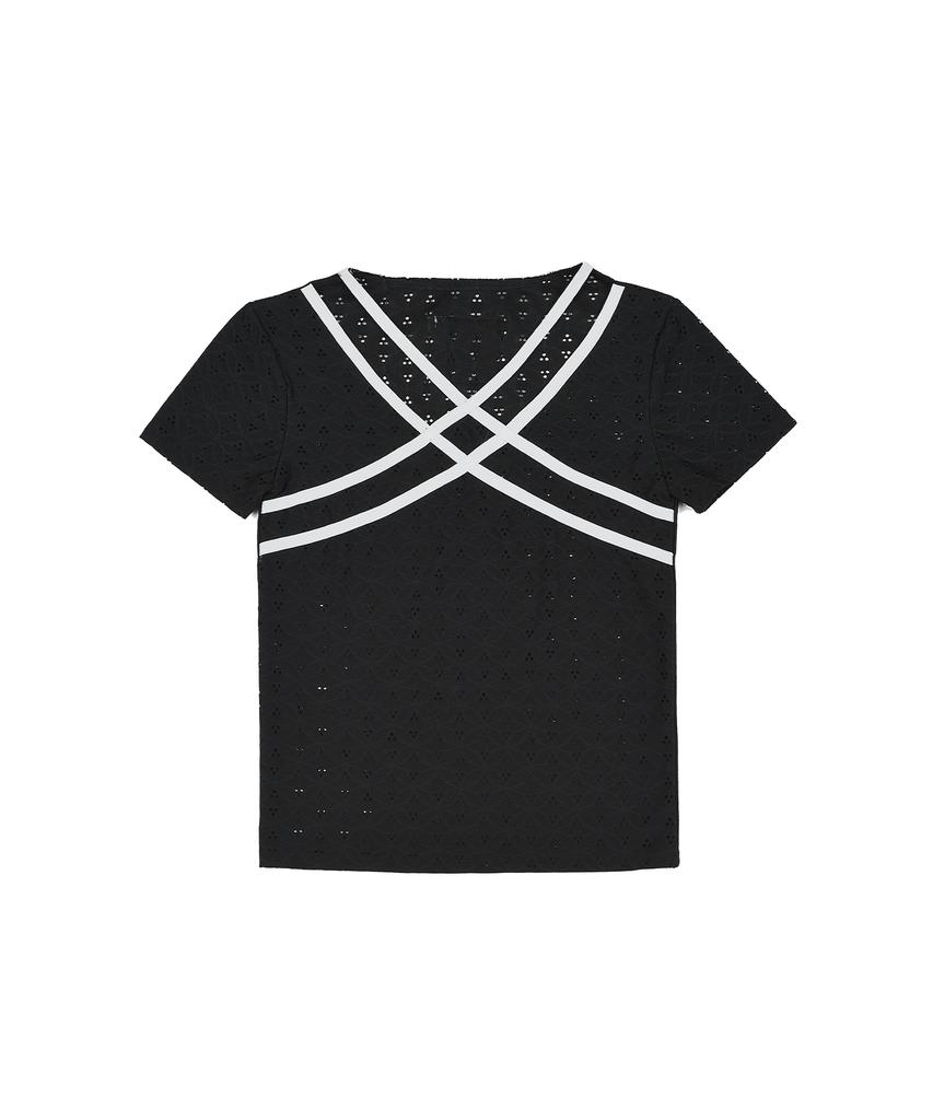 Baitalssain [Line] Cross Two-Line Lace T-Shirt