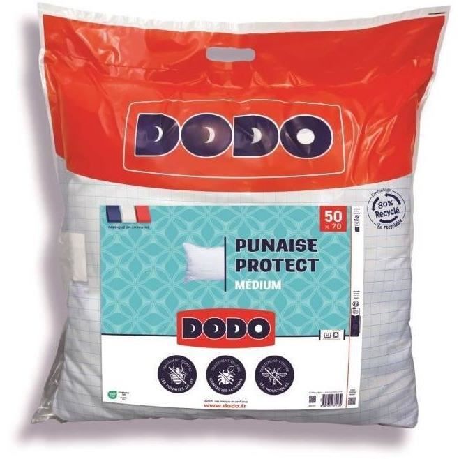 DODO Medium Pillow 50x70 Cm - Anti-bedbug, Anti-mite Protection - 550 Gr - White - Made In France