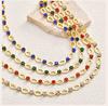 Crystal Zircon Hollow Oval Chain Necklace for Women, Gold Color Stainless Steel CZ Necklace, Elegant Party Wedding Jewelry