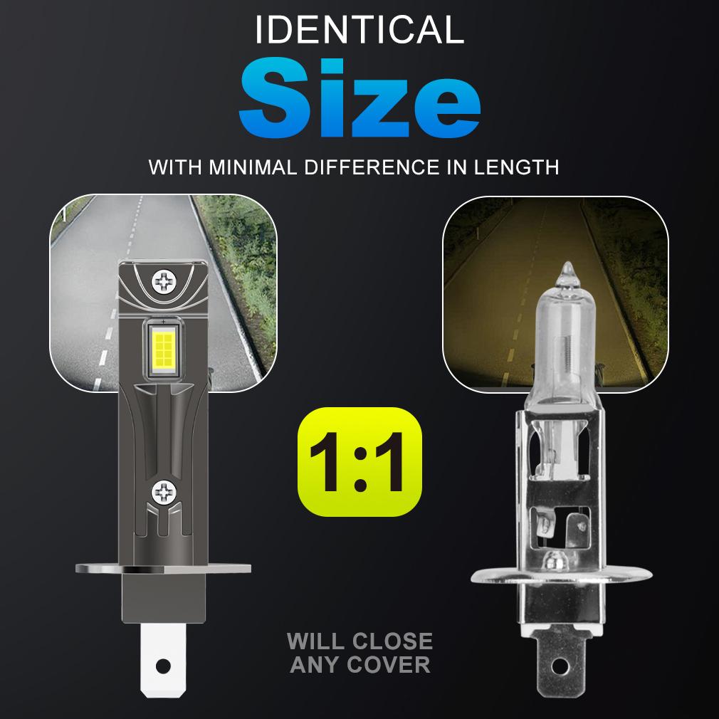 2Pcs 18000LM H1 LED Headlight Bulbs Mini Canbus H1 Led Lamp 16Core CSP for Car Headlamp Fanless DRL Light Auto Diode Fog Lamp 12V 6000K White