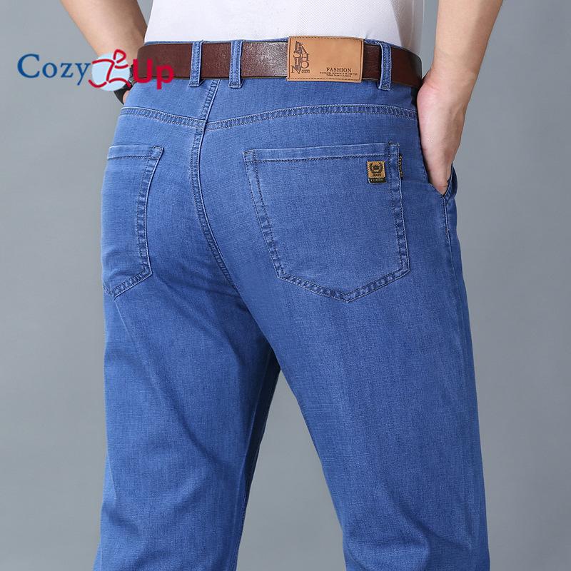 Cozy Up Thin Ice Silk Jeans for Men, Light Color Loose Elastic Casual Trousers
