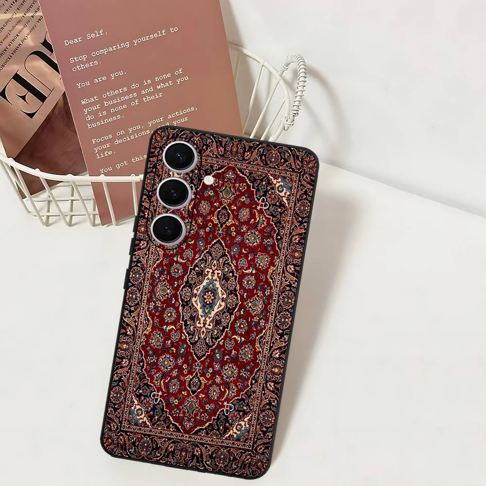 

Persian Carpet Floral Pattern Phone Case For Samsung S 24 Fe 25 Ultra Plus 20 Lite 21 30 22 23 24 22 Ultra 5G Fundas Samsung S25