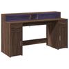 LED Desk In Brown Oak Look 160x55x91 Cm Particleboard