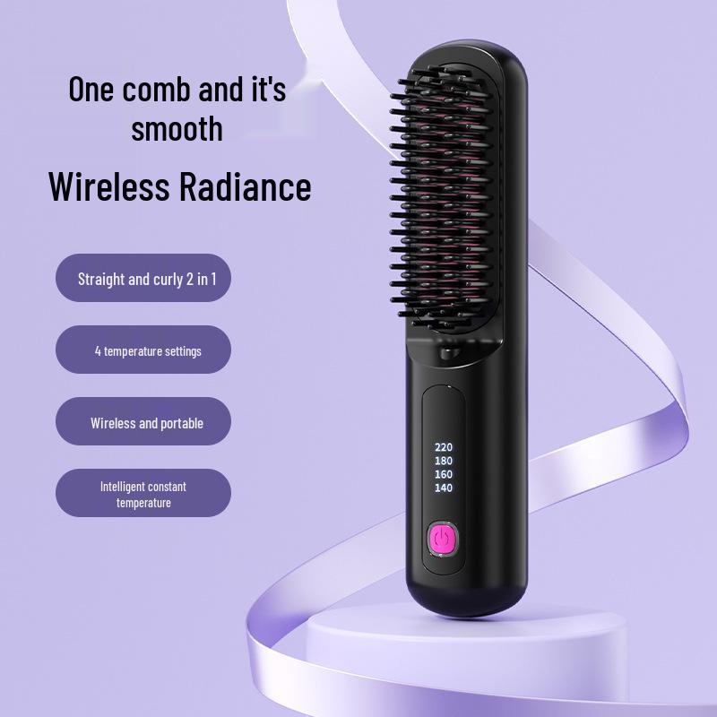 Portable Wireless Ionic Straightening & Curling Hair Comb