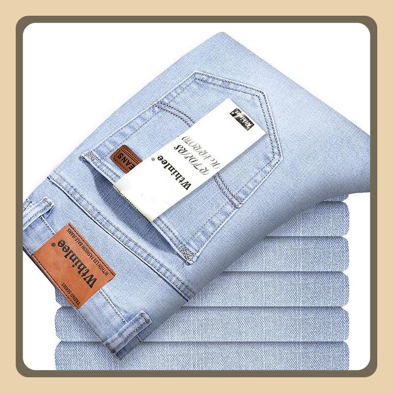 Marke Herren Dünne Jeans Sommer Neuer Stil Business Casual Slim Fit Elastisch Klassischer Stil Hosen Himmelblaue Hose Herrengröße 28 -