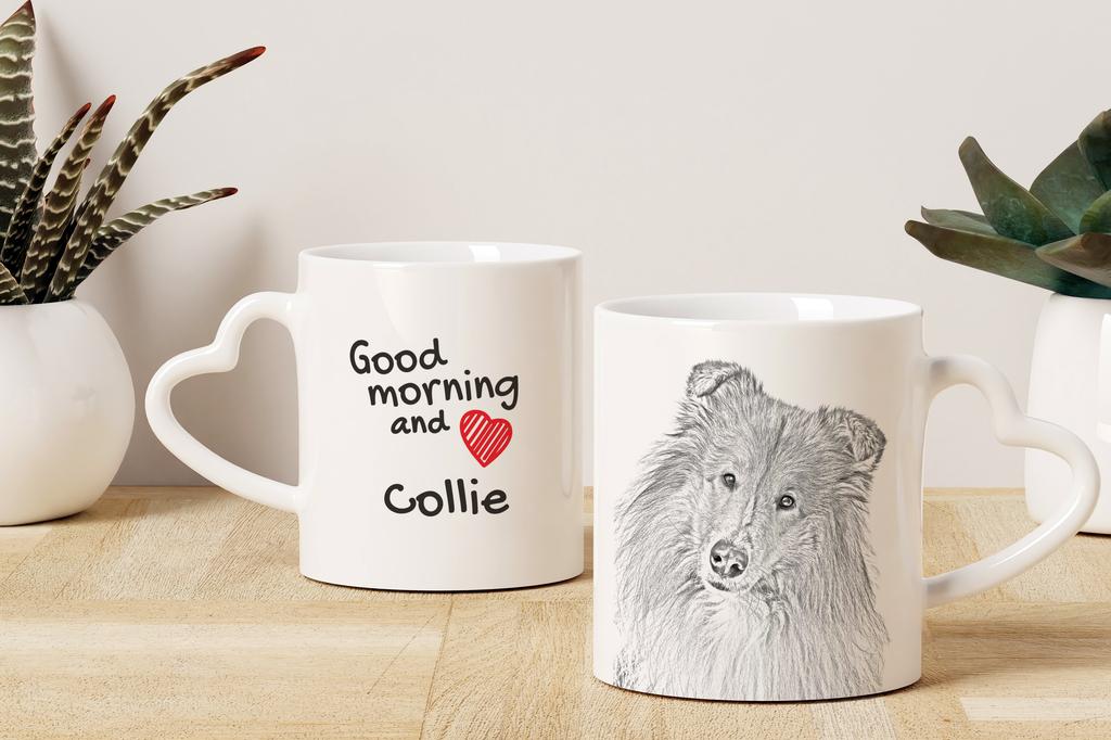 Collie Rough, Long-Haired Collie - Cup with a Dog, Adorable Cup with a Heart-shaped Handle, Universal Gift from the Art-Dog Brand