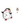 Cartoon Penguin Sculpture Wooden Wall Clock Metal Statue Decorative Lovely Battery Powered Home