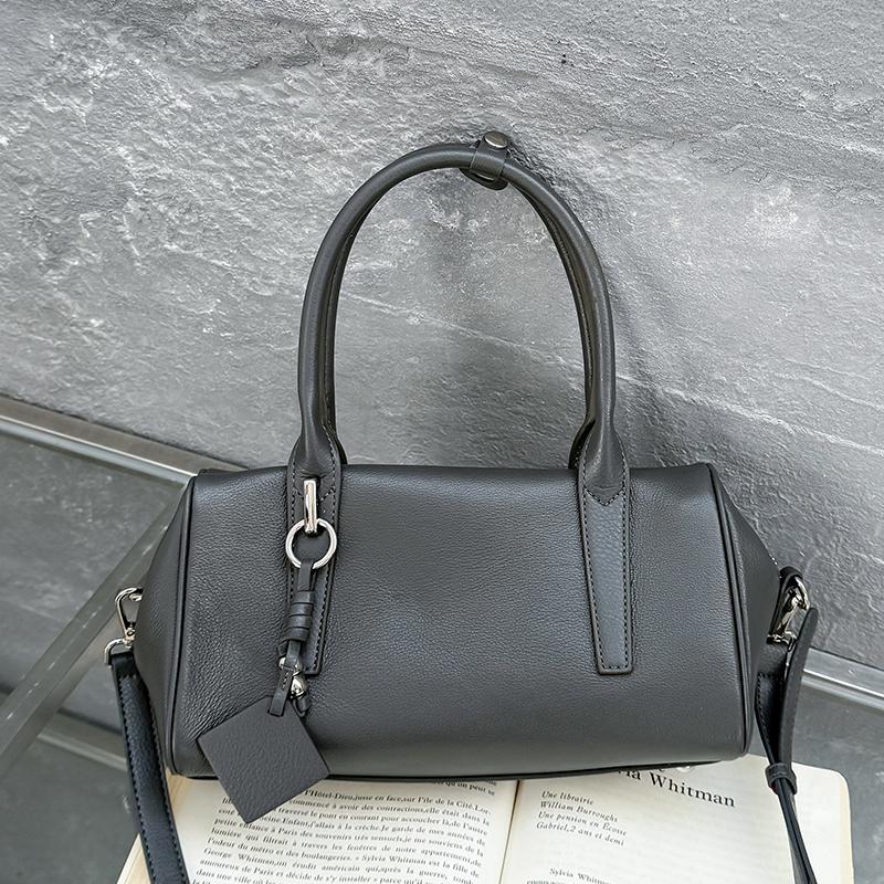 Women s Coffee Cowhide Genuine Leather Shoulder Bags Female Designer Retro Bost Tote Soft Matte Crossbody Cow Leather Bag 29x12x16cm серый 7270₽