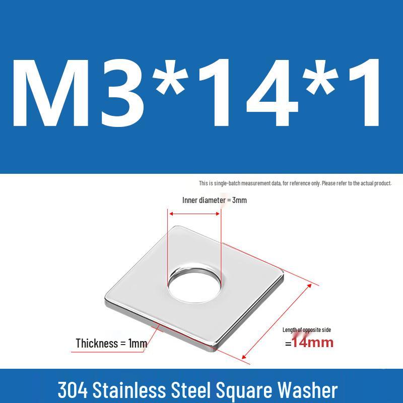 304 Stainless Steel Thickened Square Washer for Curtain Wall (M4-M16)