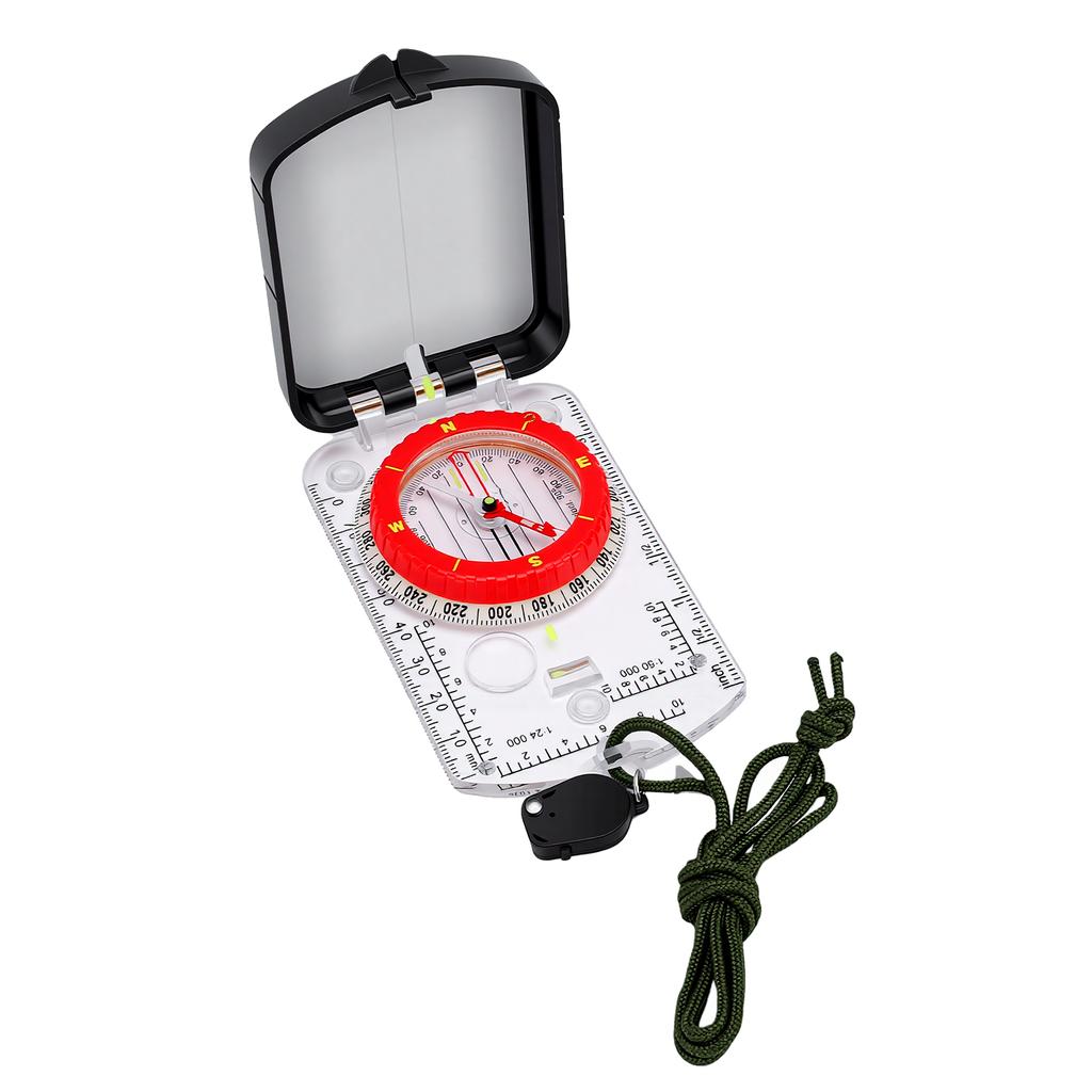 Hiking Survival Compass Adjustable Tilt Angle Precision Compass with LED Light Mirror for Backpacking Camping